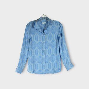 Equipment Satin Button Down Blouse Size XS Baby Blue